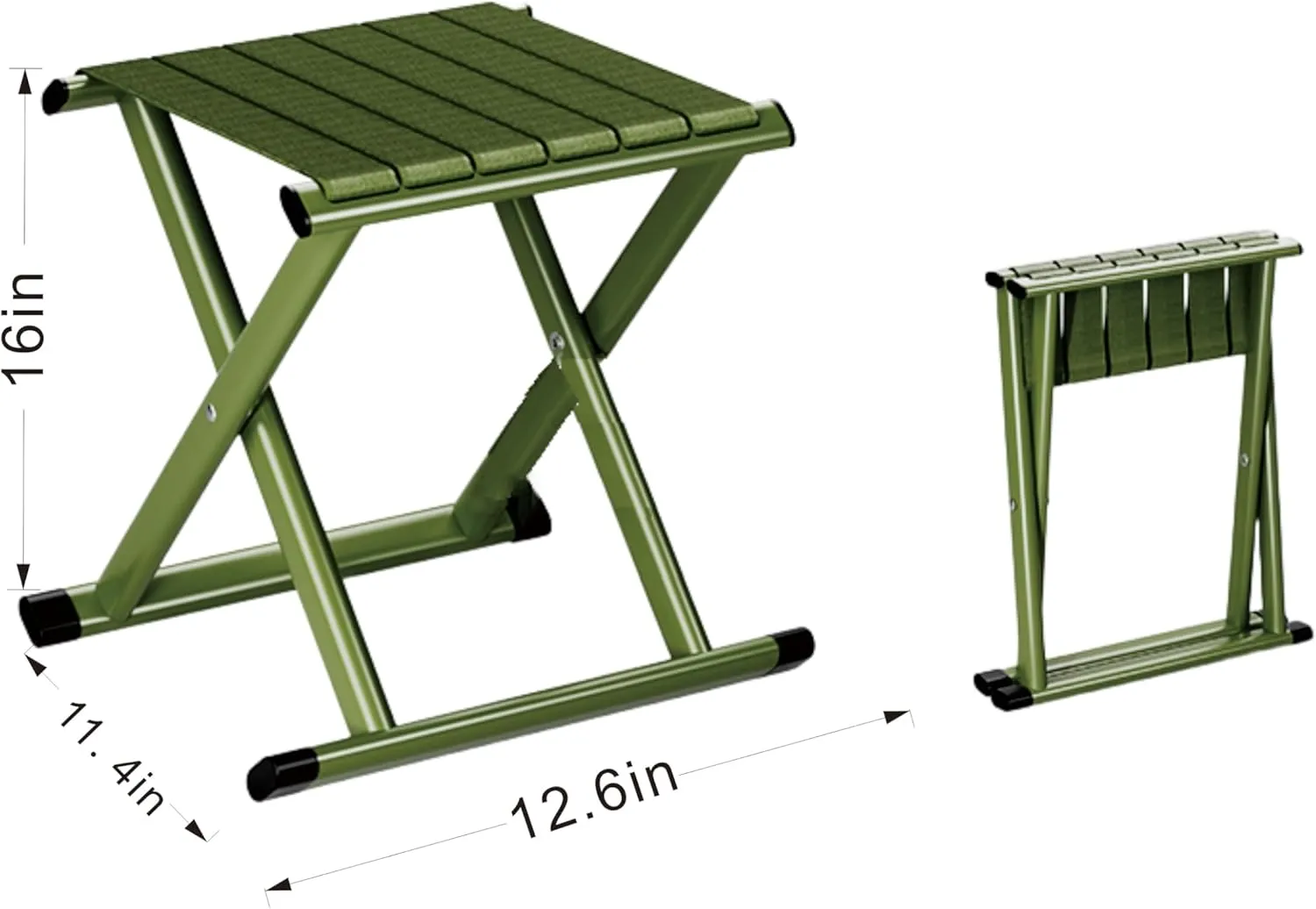Jinsi Nan] 16 inch Folding Stool, Camping Footstool, Folding Camping Stool, Green Alloy Steel Frame, Suitable for Outdoor Activities Such as Camping and Fishing.