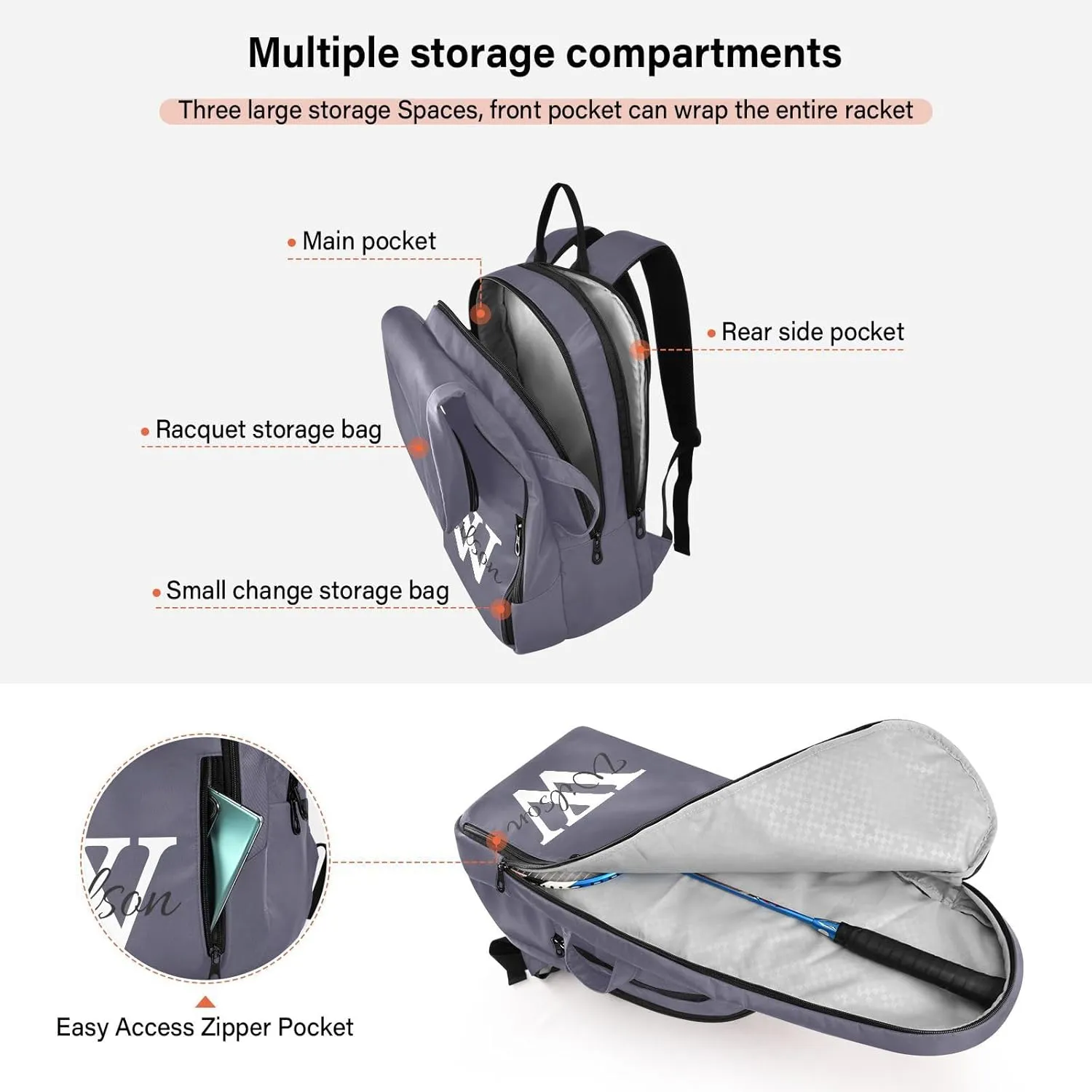 Joko Ivery Custom Tennis Bag Backpack Tennis Racket Bag Pickleball Bag Backpack Fits Badminton Paddles Sport Accessories