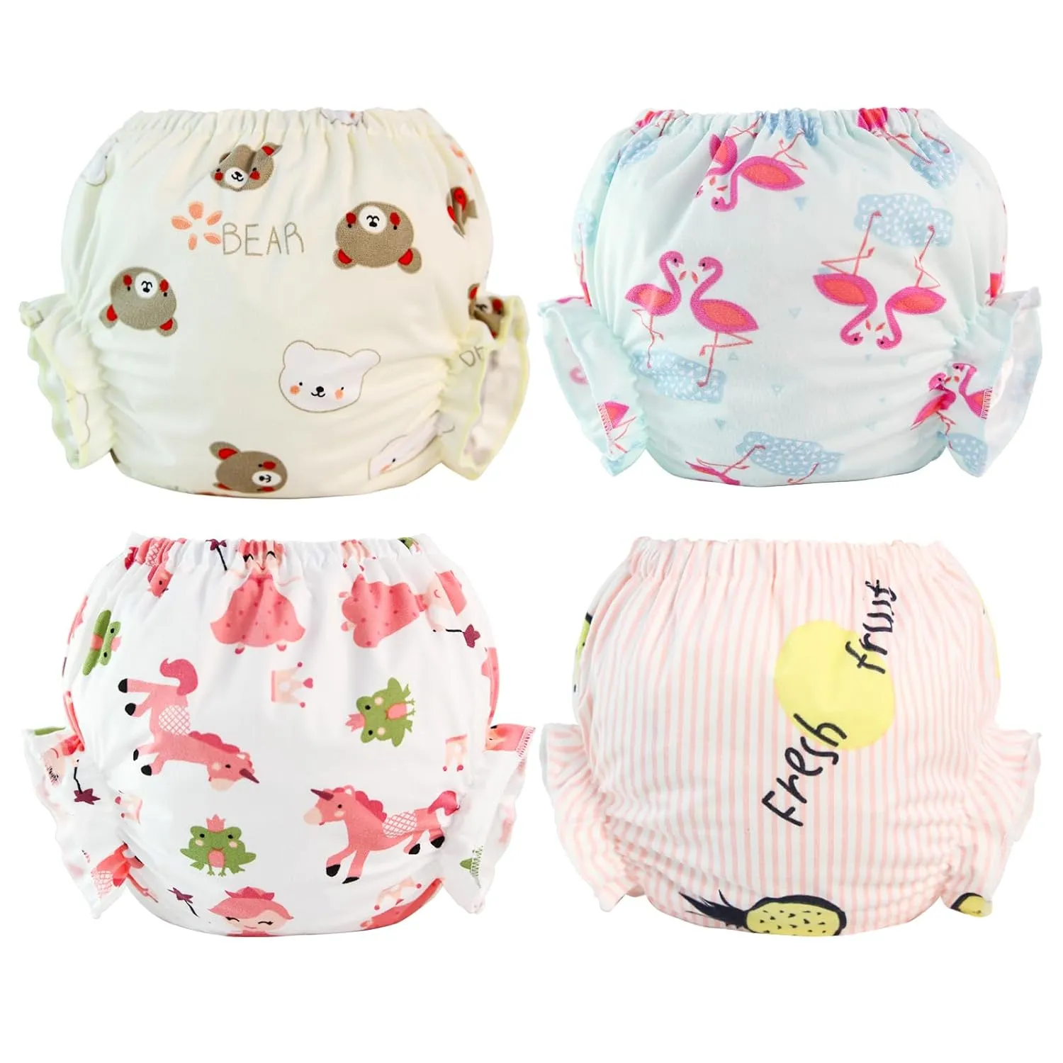 Joyo roy 4pcs Baby Girl Bloomers Toddler Bloomers Baby Bloomers 0-3 Months Baby Bloomers 3-6 Months Waterproof Pants Toddler Baby Girl Bloomers 3-6 Months Newborn Bloomers For Girls Bloomies Underwear