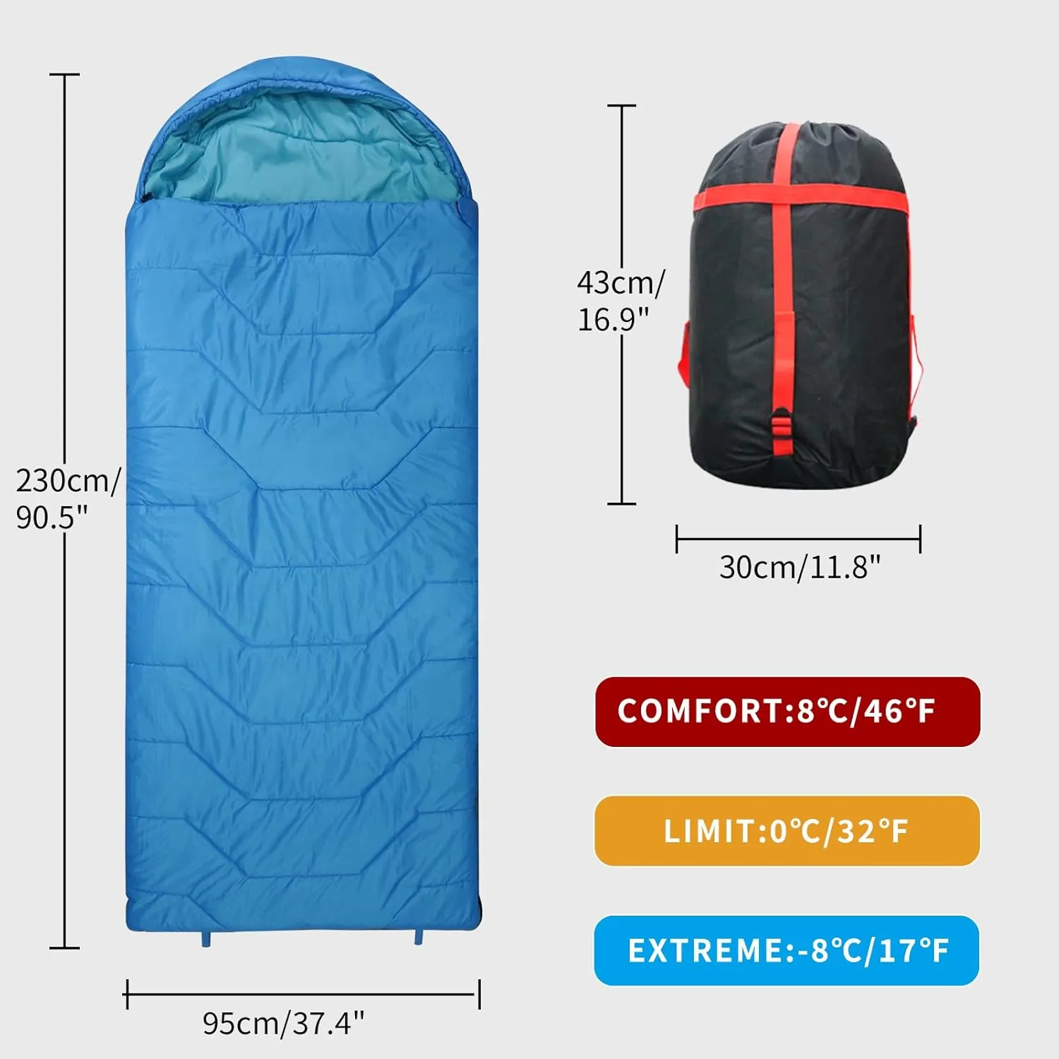 Jumbo Sleeping Bag for Adult&Kids,Cold&Warm Weather with Compression Sack and Water Resistant for Family Camping,Travel and Car Camping