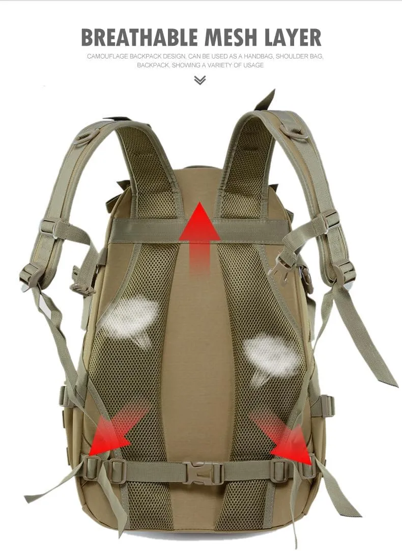 Jungle Leopard 40L Tactical Backpack Men Camping Hiking Bag Reflective Travel Survival MOLLE Climbing Rucksack(T)