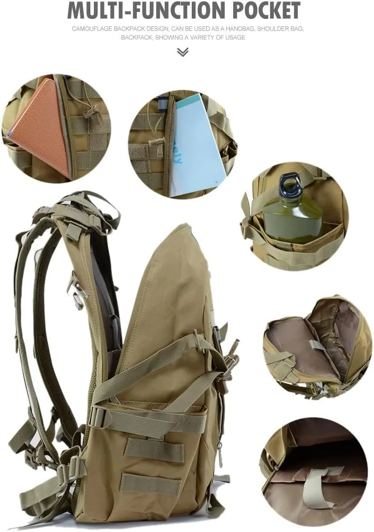 Jungle Leopard 40L Tactical Backpack Men Camping Hiking Bag Reflective Travel Survival MOLLE Climbing Rucksack(T)