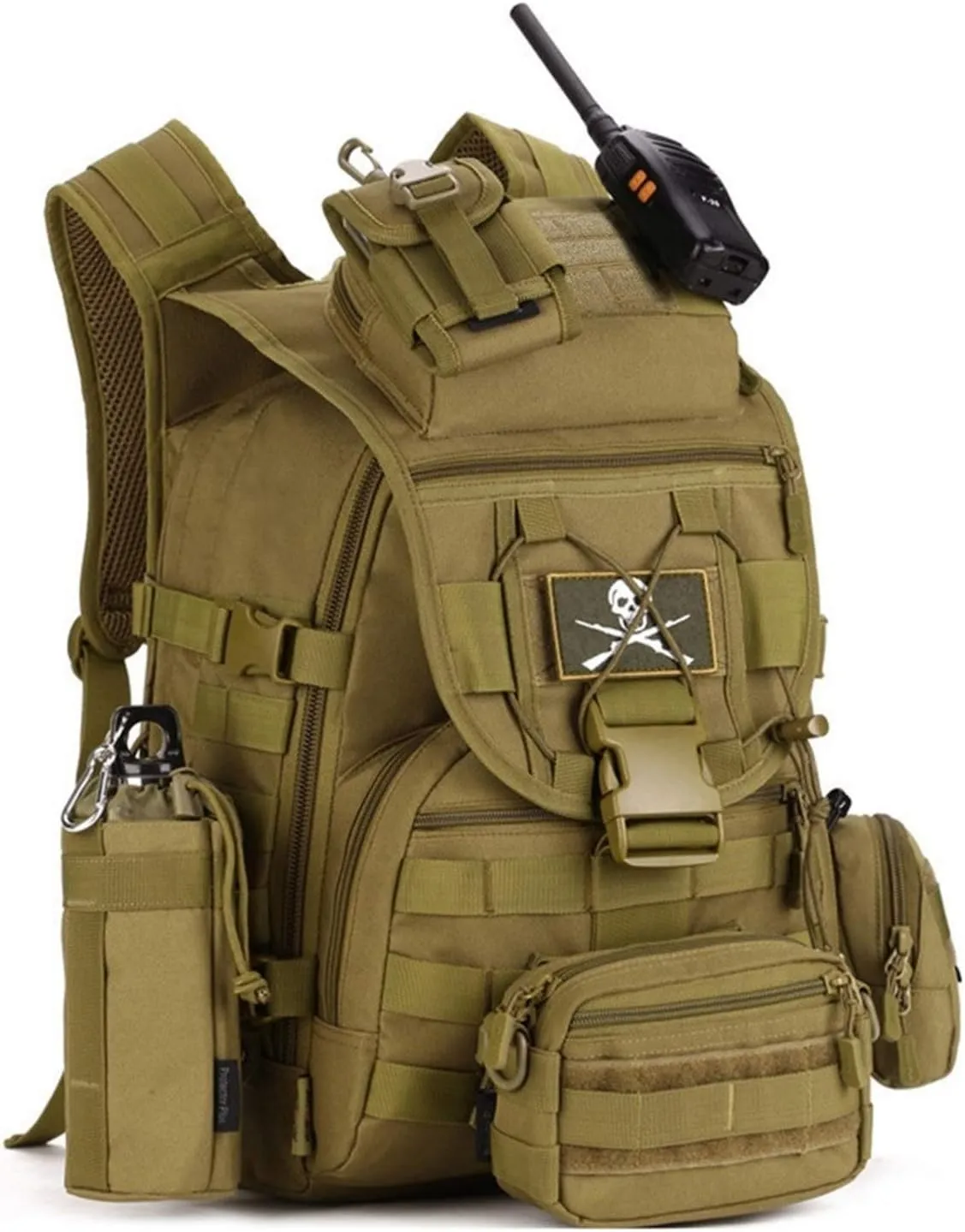 Jungle Leopard Tactical Backpack 40L Military Backpack 900D Nylon Waterproof Army Rucksack Camping Hiking Fishing Hunting Bag(S413-40-Black)