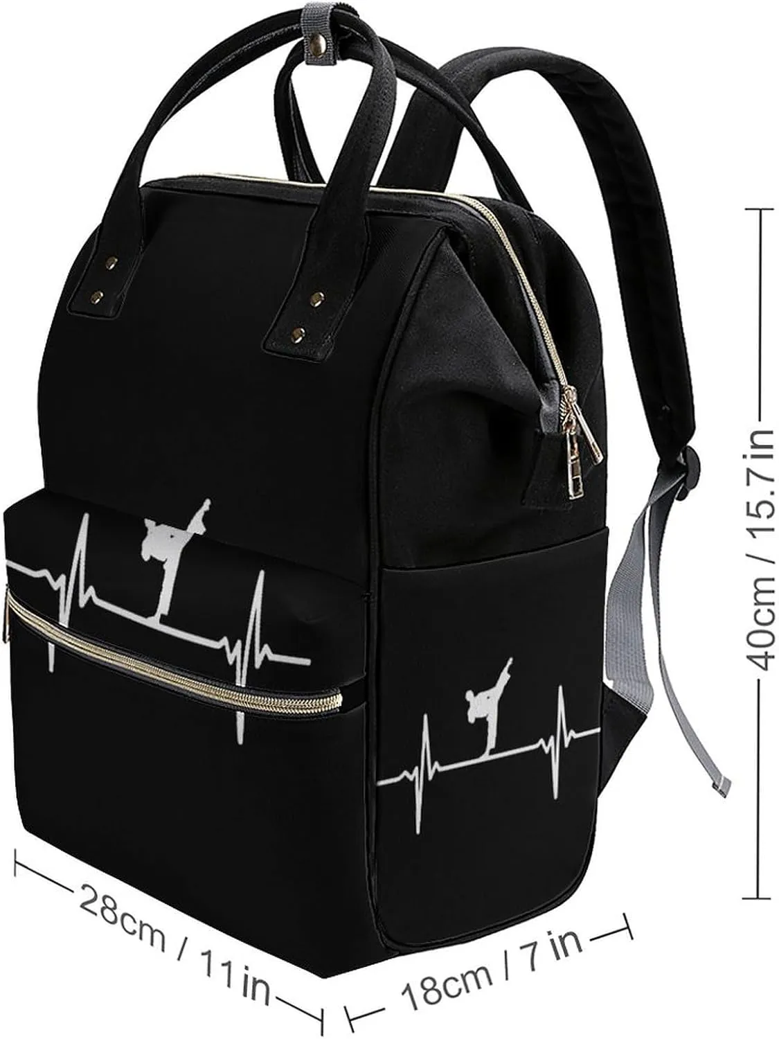 Karate Heartbeat Large Travel Bag Backpack Waterproof Bags for Women Back Pack with Bottle Pocket