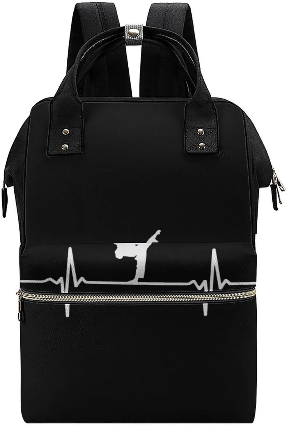 Karate Heartbeat Large Travel Bag Backpack Waterproof Bags for Women Back Pack with Bottle Pocket