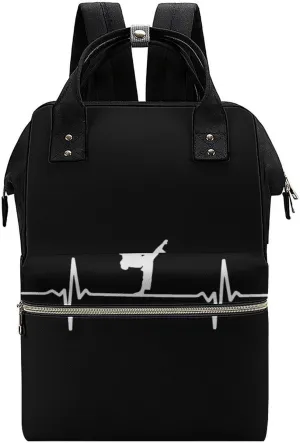Karate Heartbeat Large Travel Bag Backpack Waterproof Bags for Women Back Pack with Bottle Pocket