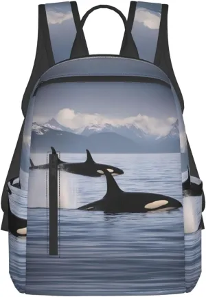 Killer Whales Swim Along print Fashion Backpacks Hiking Camping Day bags Men Women Traveling Outdoor backpacks
