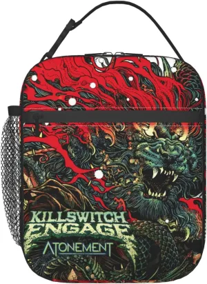 Killswitch Rock Band Engage Insulated Lunch Box Reusable Lunch Tote Bag Lunch Organizer Meal Holder with Detachable Buckle Handle Beautiful Handbag Lunch Zipper Cooler Bag for Hiking