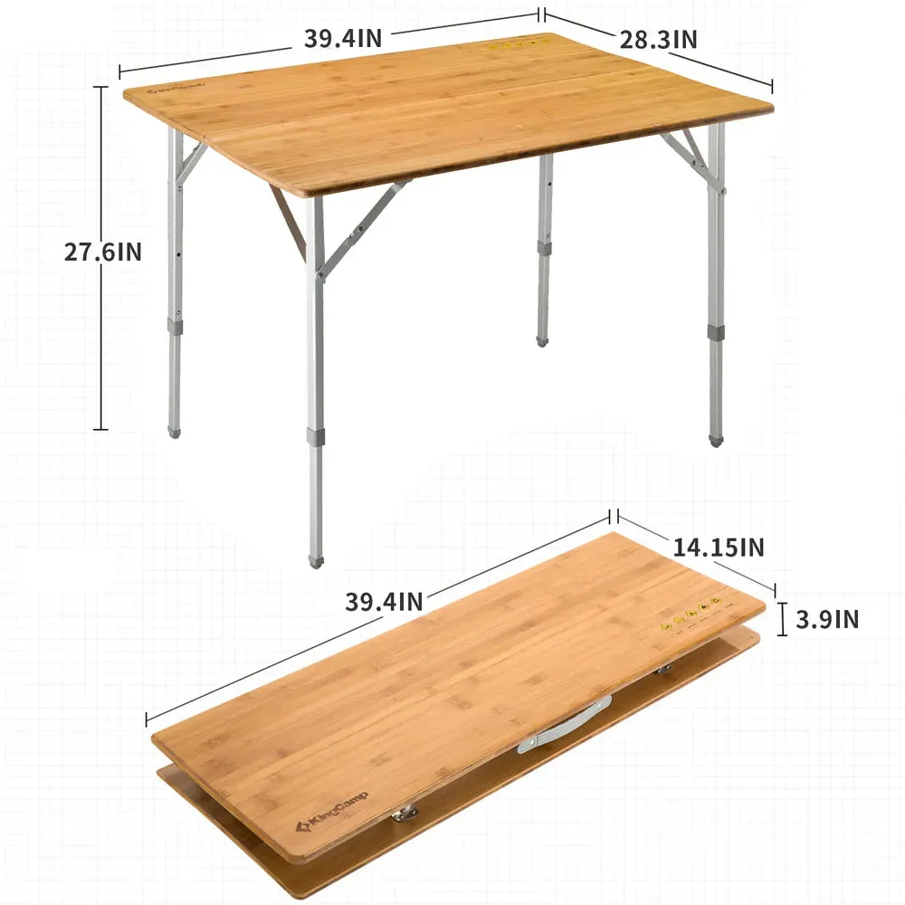 KingCamp 2-Folded Bamboo Table for 4 People