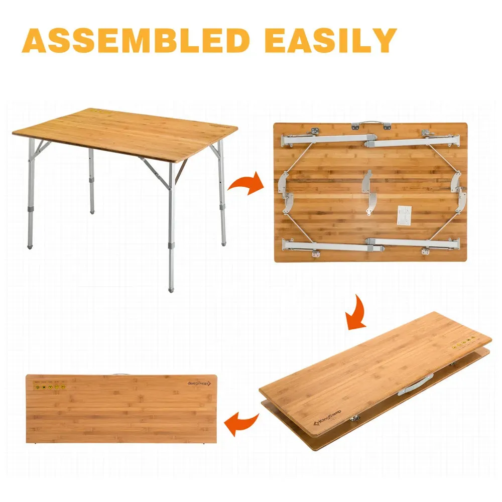 KingCamp 2-Folded Bamboo Table for 4 People