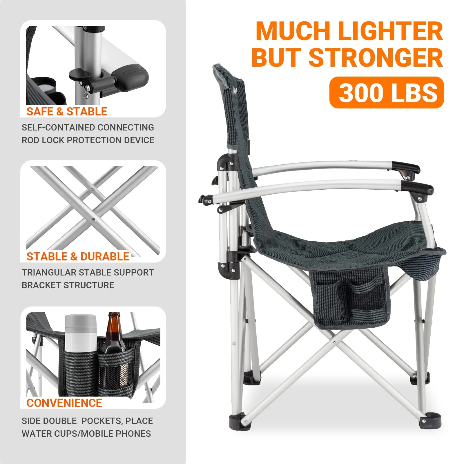KingCamp CANNA HARD Compact Camp Chair – Lightweight Aluminum Armrest Chair
