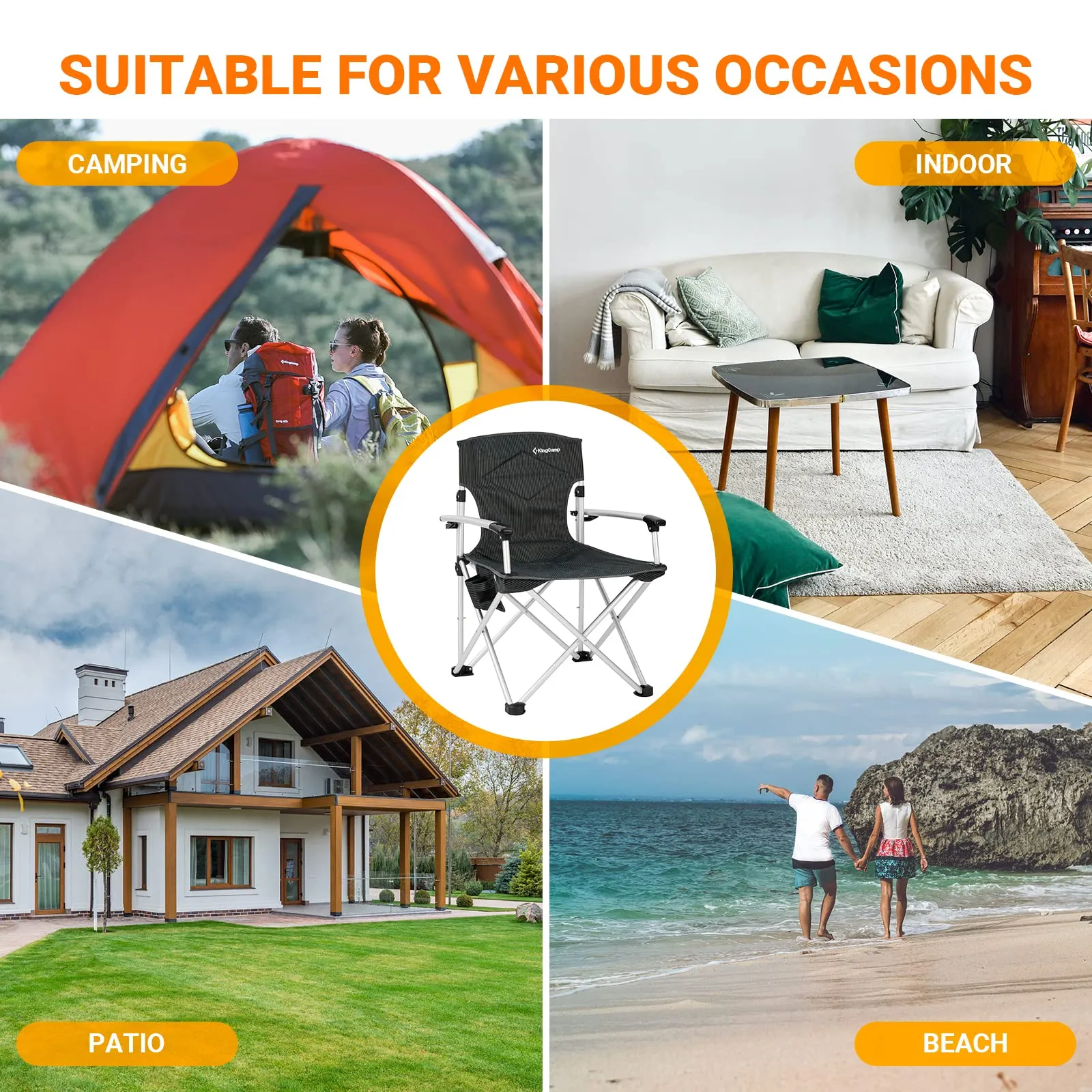 KingCamp CANNA HARD Compact Camp Chair – Lightweight Aluminum Armrest Chair