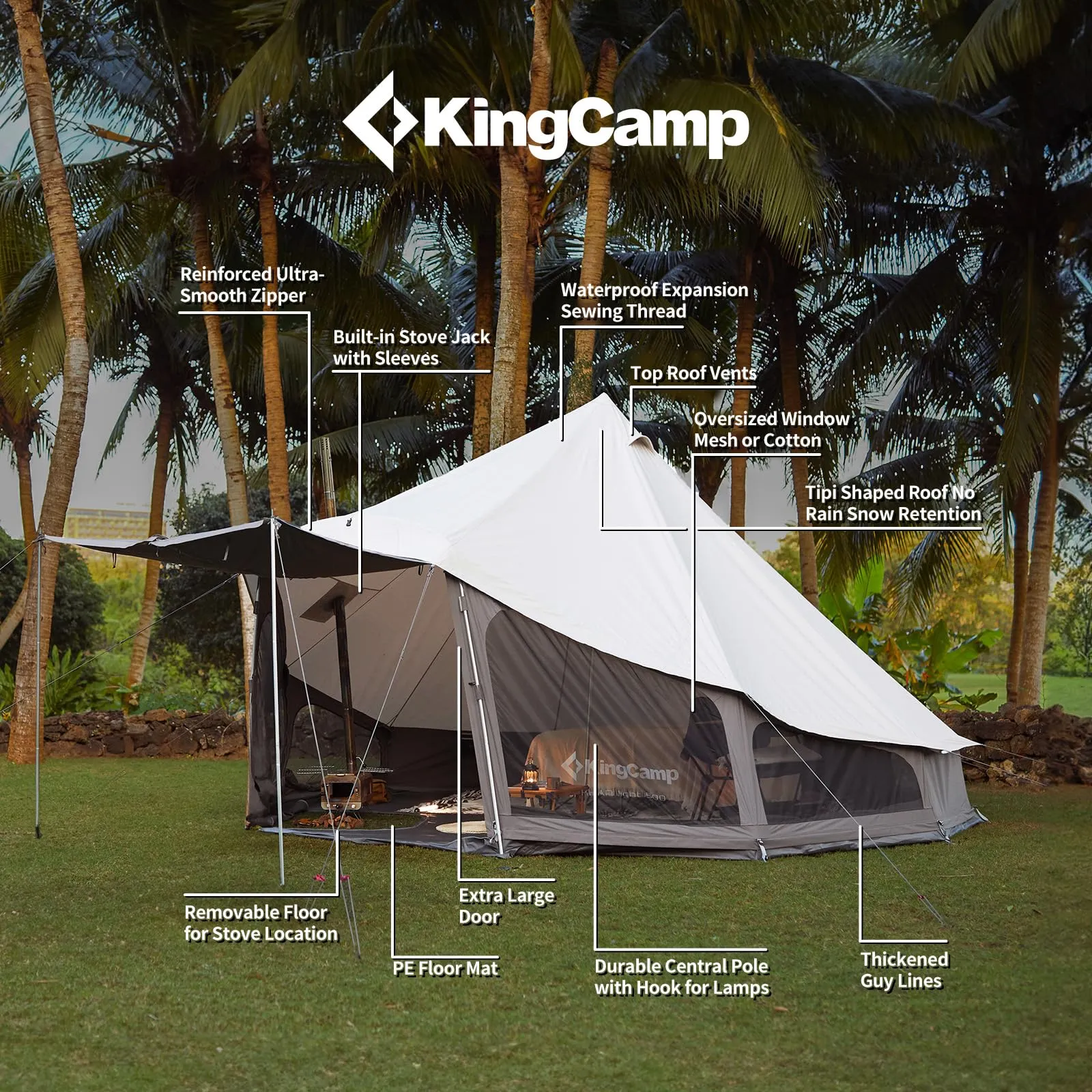KingCamp KHAN LIGHT 400 Canvas Bell Tent For 4-6 Person