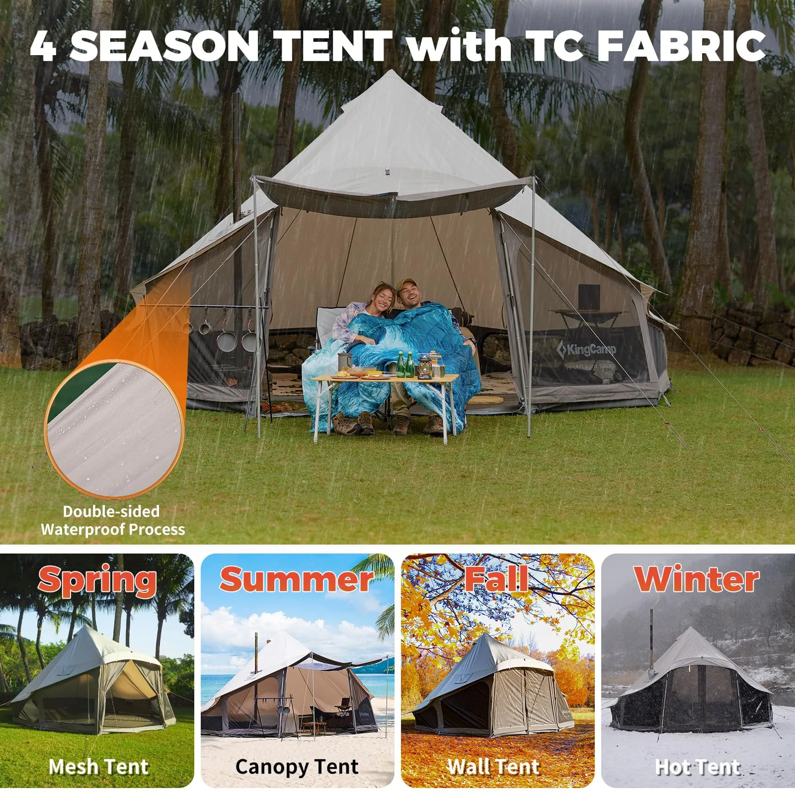KingCamp KHAN LIGHT 400 Canvas Bell Tent For 4-6 Person