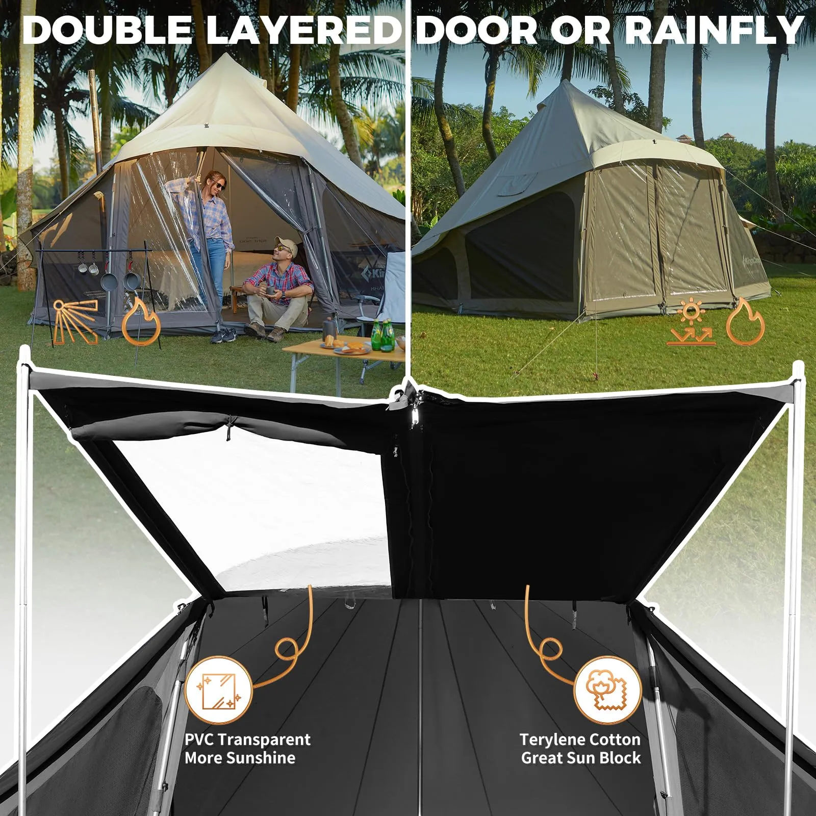 KingCamp KHAN LIGHT 400 Canvas Bell Tent For 4-6 Person