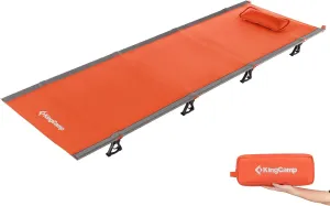 KingCamp Ultralight Folding Camping Backpacking Cot for Adult with Pillow (4.9 lbs), LightweightPortable Compact Foldable Sleeping Cot Bed for Travel, Office Nap,Hiking, Support 265 lbs