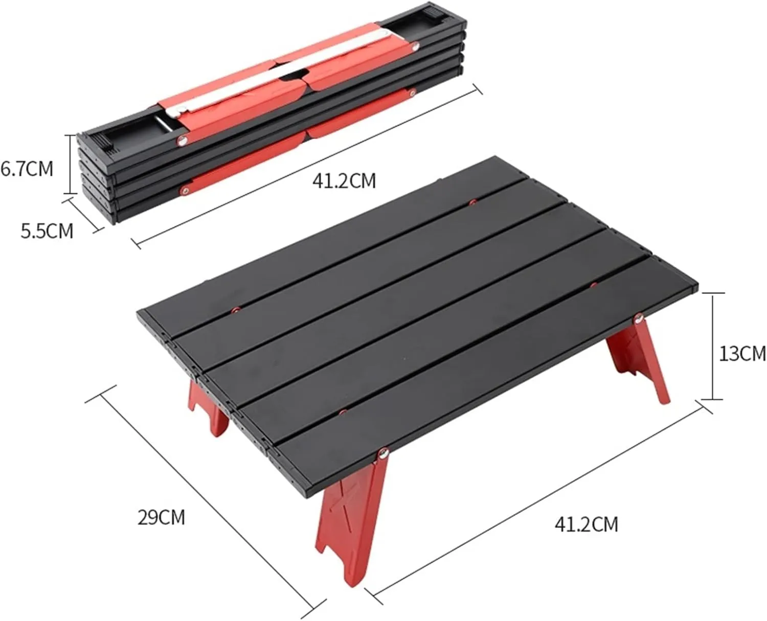KIRANDY Folding Table, Outdoor Portable Aluminum Alloy Table, Super Small Tent Camping Table Coffee Table (颜色 : Red Black)