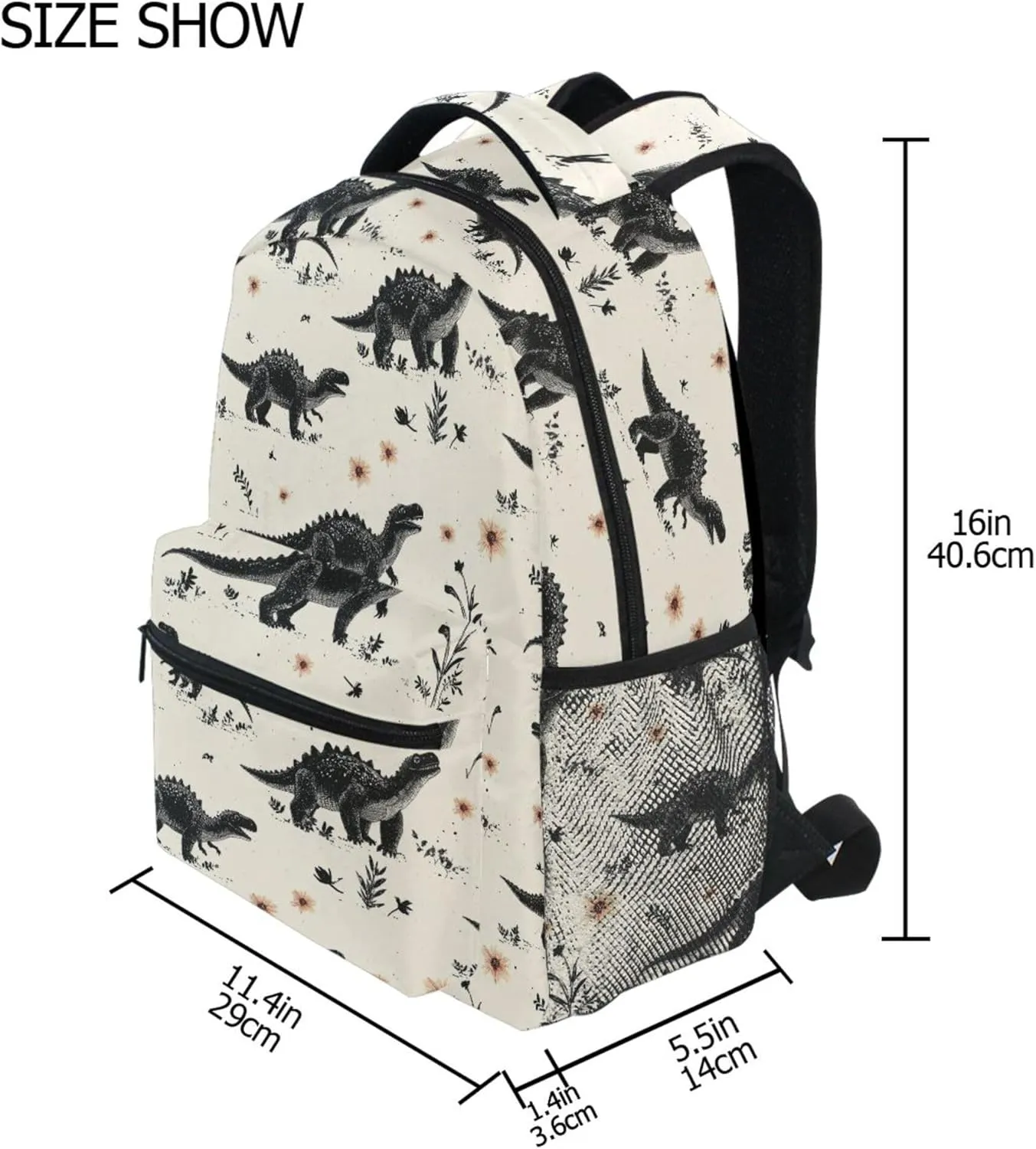 KLL Backpack for Men Women Waterproof Backpack with Chest Strap Gift Men & Women Sweet Dinosaurs