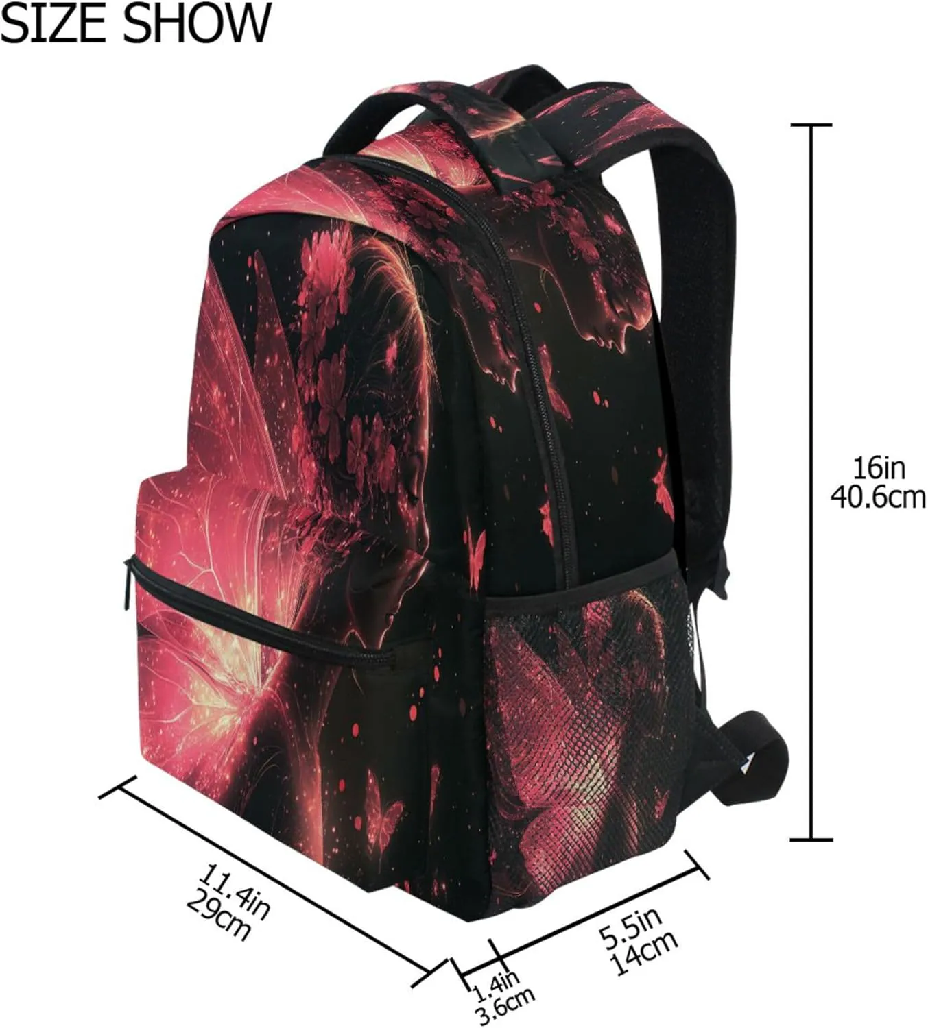 KLL Backpacks for Men and Women Waterproof Laptop Bag with Chest Strap Gift Men & Women Flower Fairy Environment Butterflies