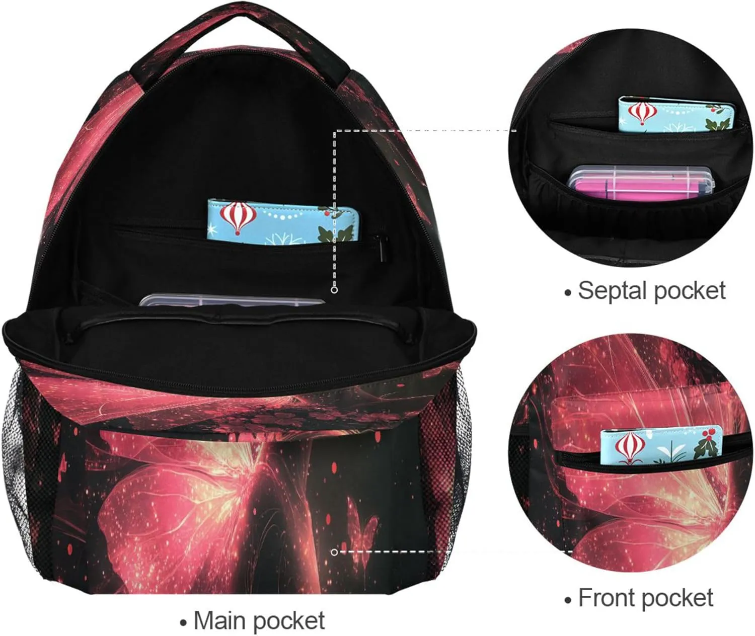 KLL Backpacks for Men and Women Waterproof Laptop Bag with Chest Strap Gift Men & Women Flower Fairy Environment Butterflies