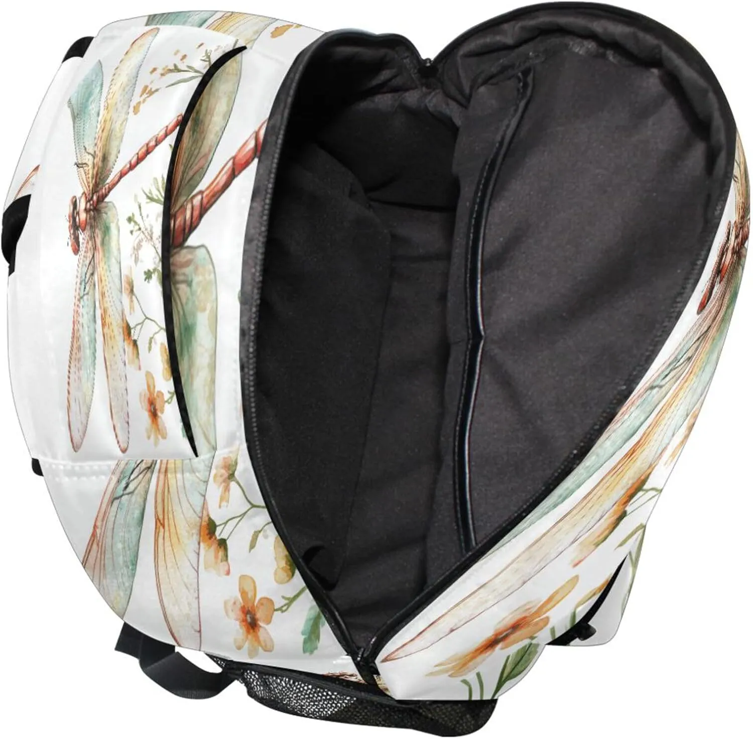 KLL Backpacks for Unisex Adult Waterproof Travel Laptop Backpack with Chest Strap for Travel Trip Cartoon Dragonfly White