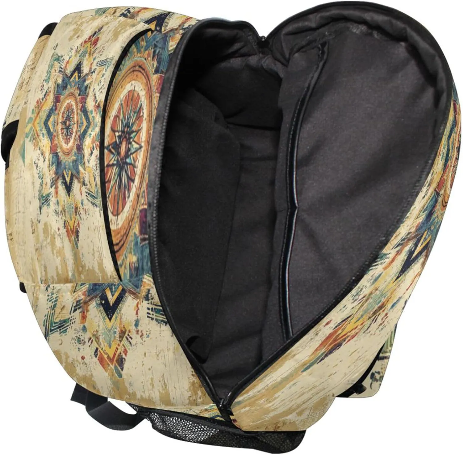 KLL Day Backpack for Men Women Waterproof Personal Backpack with Chest Strap for Travel Trip Boho Vintage Geometric Pattern