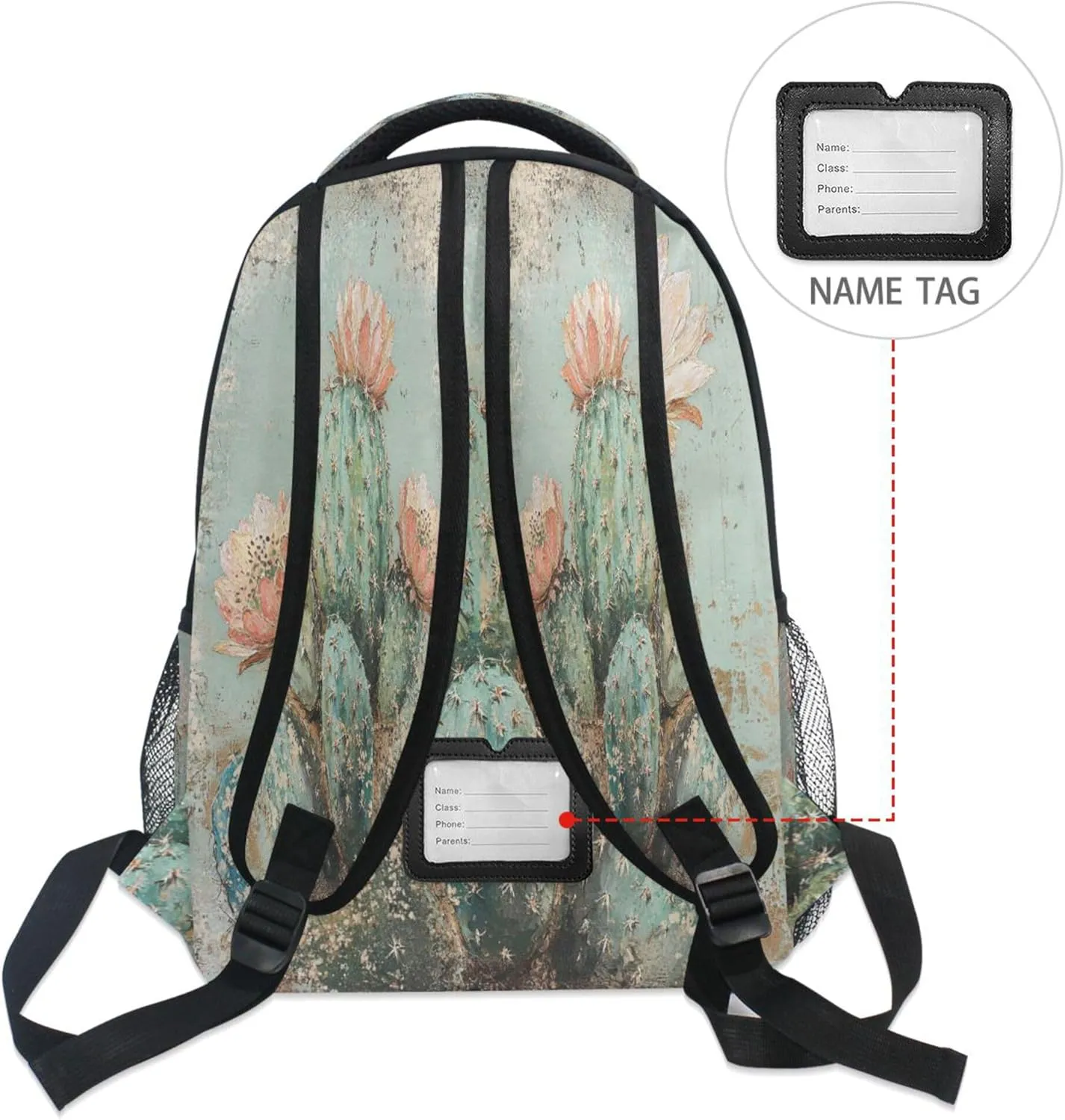 KLL Day Backpack for Women Men Fashion Personal Backpack with Chest Strap for Travel Trip Boho Vintage Cactus
