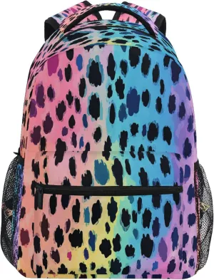 KLL Laptop Backpack for Unisex Adult Fashion Personal Backpack with Chest Strap for Travel Trip Colorful Leopard