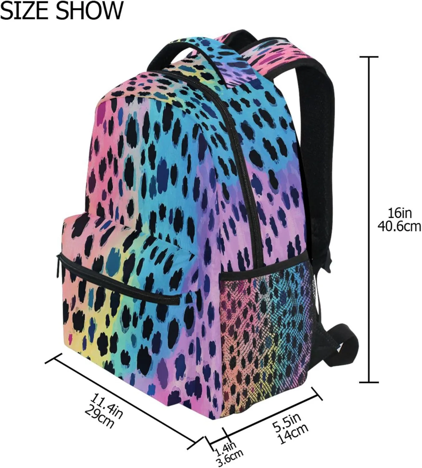 KLL Laptop Backpack for Unisex Adult Fashion Personal Backpack with Chest Strap for Travel Trip Colorful Leopard