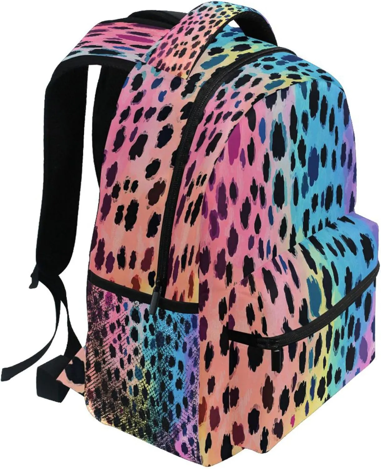 KLL Laptop Backpack for Unisex Adult Fashion Personal Backpack with Chest Strap for Travel Trip Colorful Leopard