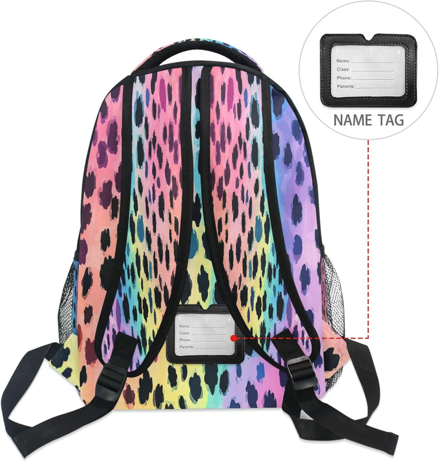 KLL Laptop Backpack for Unisex Adult Fashion Personal Backpack with Chest Strap for Travel Trip Colorful Leopard