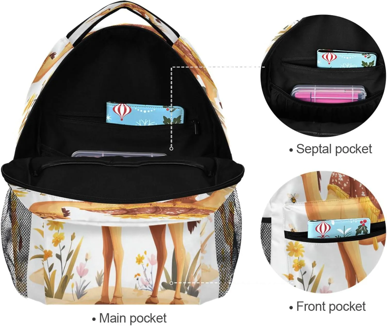 KLL Sport Backpack for Teacher Nurse Waterproof Outdoor Backpack with Chest Strap for College Work Beauty Camel White
