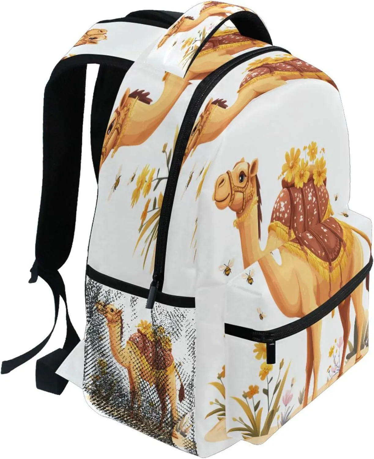 KLL Sport Backpack for Teacher Nurse Waterproof Outdoor Backpack with Chest Strap for College Work Beauty Camel White