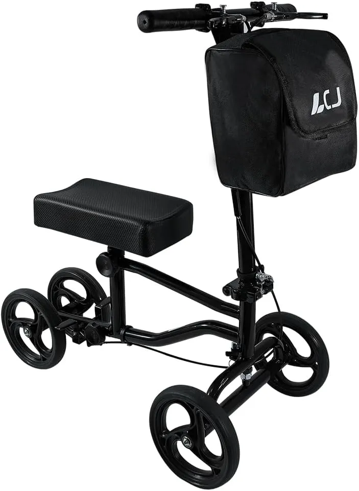 Knee Scooter,Economical Foldable Steerable Knee Walker,for Adults Foot Surgery,Injured Ankle Recovery Scoote(Black-Standard Version)
