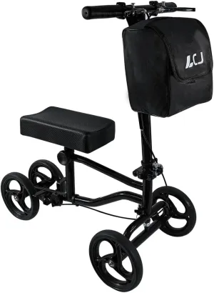 Knee Scooter,Economical Foldable Steerable Knee Walker,for Adults Foot Surgery,Injured Ankle Recovery Scoote(Black-Standard Version)