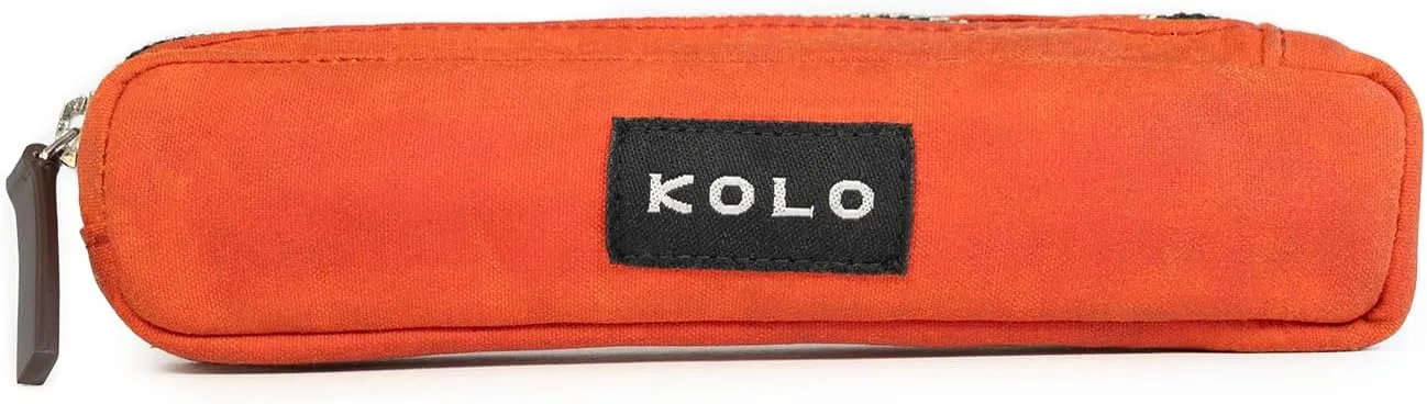 Kolo Parker Mini Pen, Pencil and Marker Case, Compact and Lightweight, Waxed Canvas, Persimmon