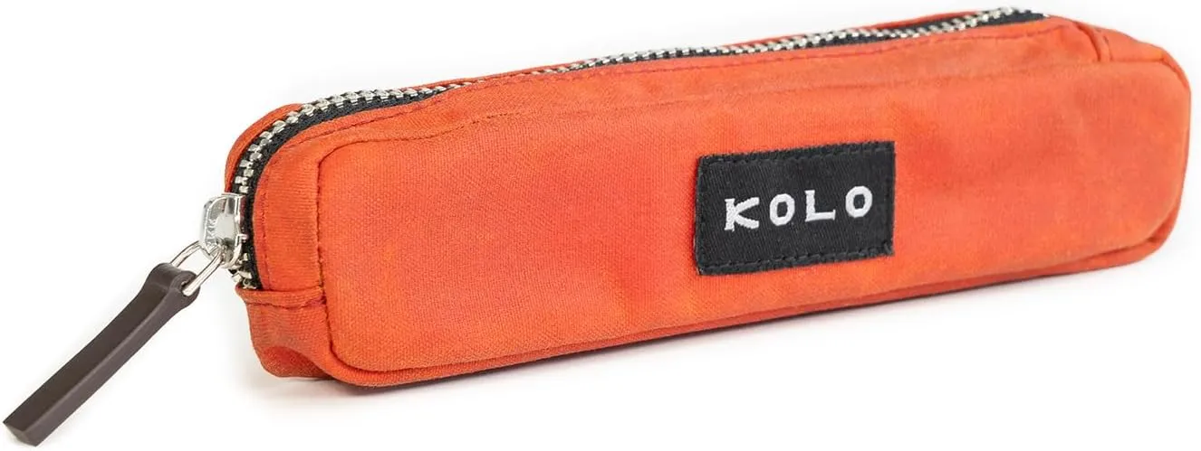 Kolo Parker Mini Pen, Pencil and Marker Case, Compact and Lightweight, Waxed Canvas, Persimmon