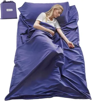 KOMUSMO Sleeping Bag Liner with Zipper, Ultralight Travel Sheets for Adults, Portable Sleep Sack Camping Sheet, Ideal for Traveling, Hiking, Tenting, Hotel and Camping
