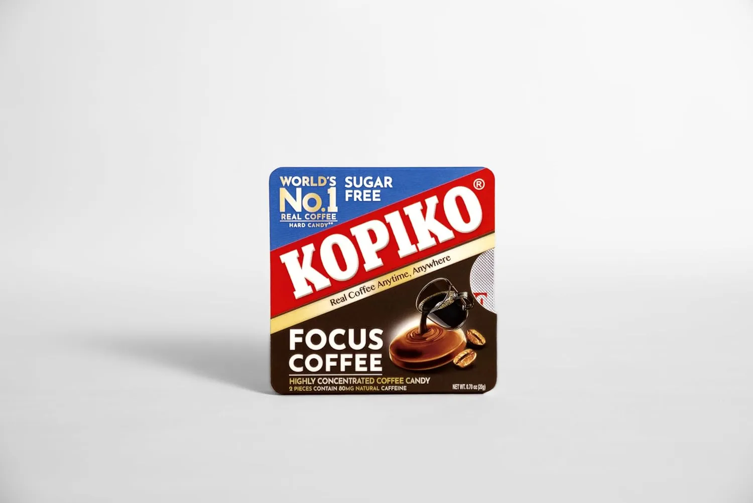 Kopiko Focus Coffee Candy - Highly Concentrated Coffee Candy, 12 pack box with 4 Focus candies per pack. 2 Candies Equals One Cup of Coffee