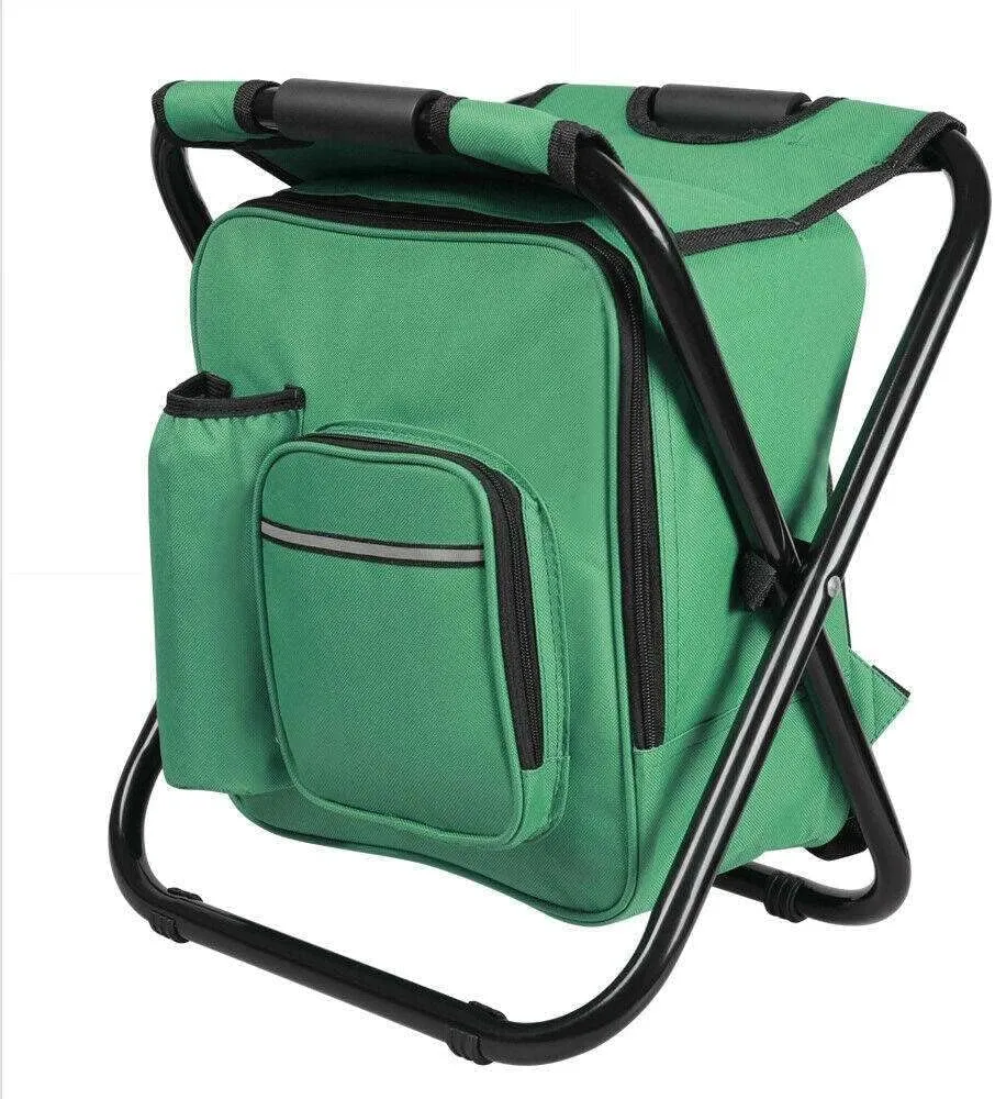 KPJQ Folding Camping Stool Backpack with Insulated Cooler Bag Picnic Hiking Chairs Camping-chairs Patio furniture Outdoor furniture Camping accessories Patio chairs Camping gear Camping chair Fo