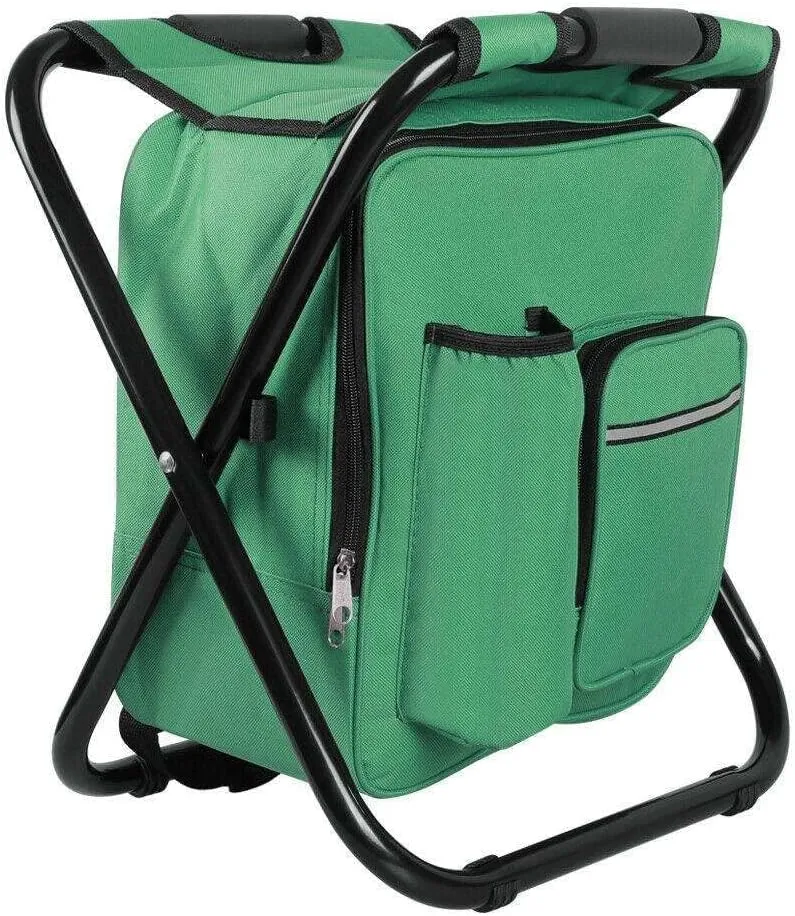 KPJQ Folding Camping Stool Backpack with Insulated Cooler Bag Picnic Hiking Chairs Camping-chairs Patio furniture Outdoor furniture Camping accessories Patio chairs Camping gear Camping chair Fo