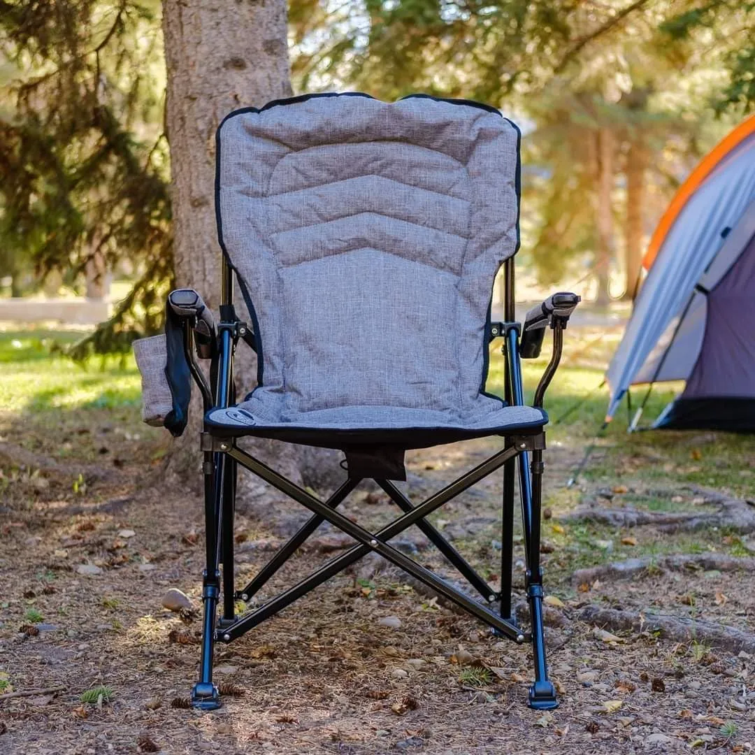 Kuma Outdoor Gear Switchback Chair with Carry Bag, Ultimate Portable Luxury Outdoor Chair for Camping (Heather Grey)