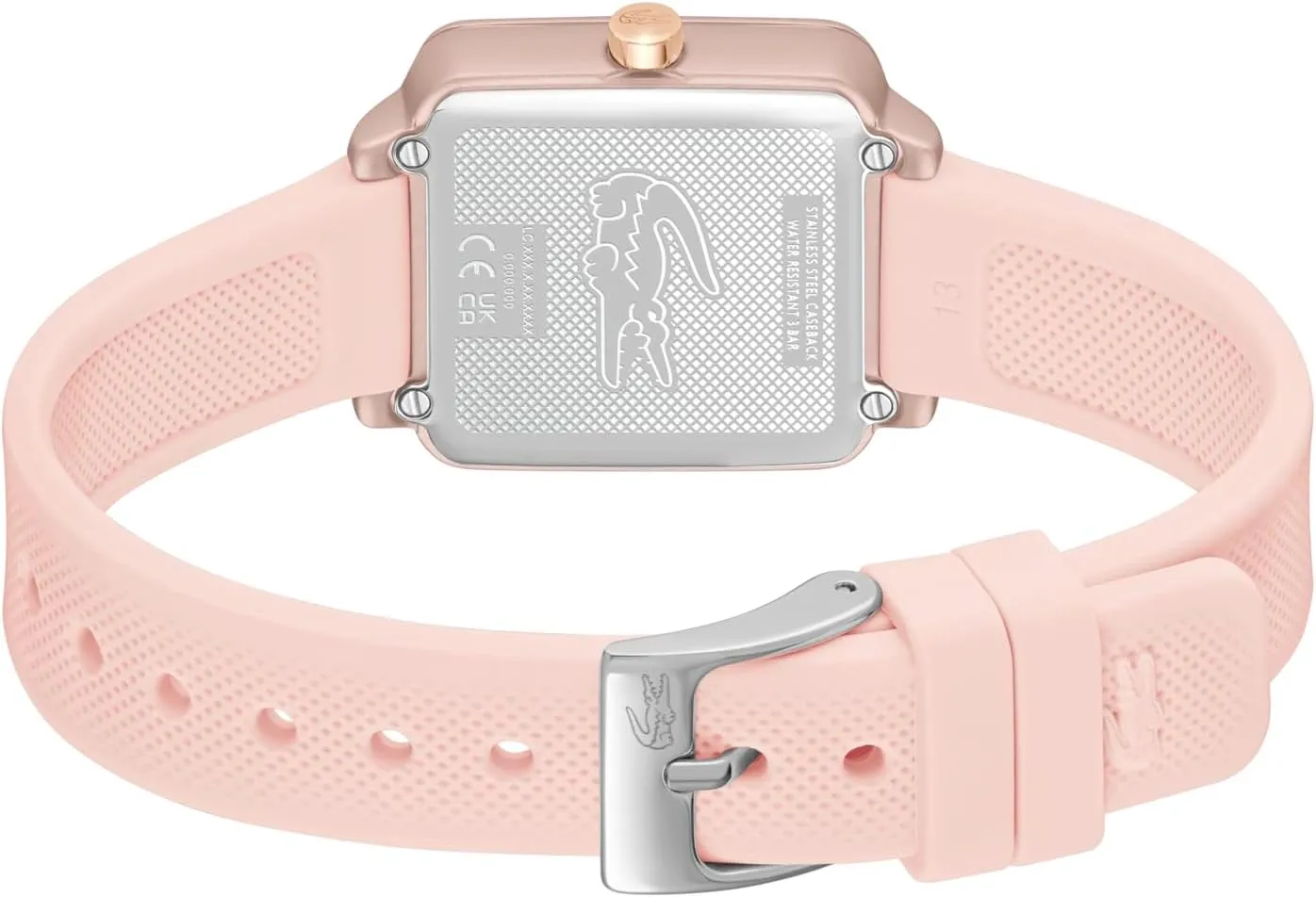 Lacoste.12.12 Flow Women's 3H Quartz Watch - Slim Silicone Strap - Square Case - Water Resistant up to 3ATM/30 Meters - Minimalist Elegance for Her - 26mm