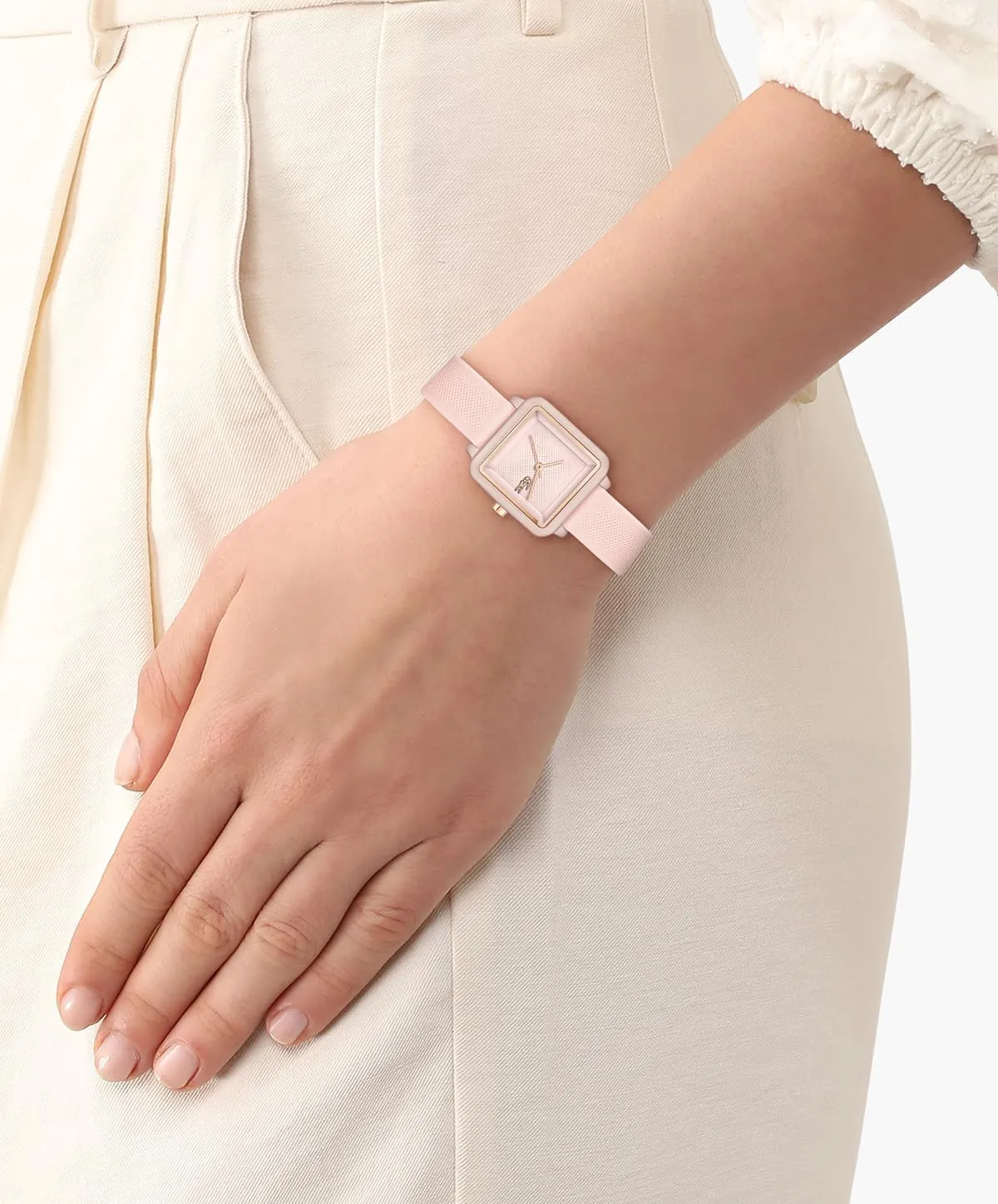 Lacoste.12.12 Flow Women's 3H Quartz Watch - Slim Silicone Strap - Square Case - Water Resistant up to 3ATM/30 Meters - Minimalist Elegance for Her - 26mm