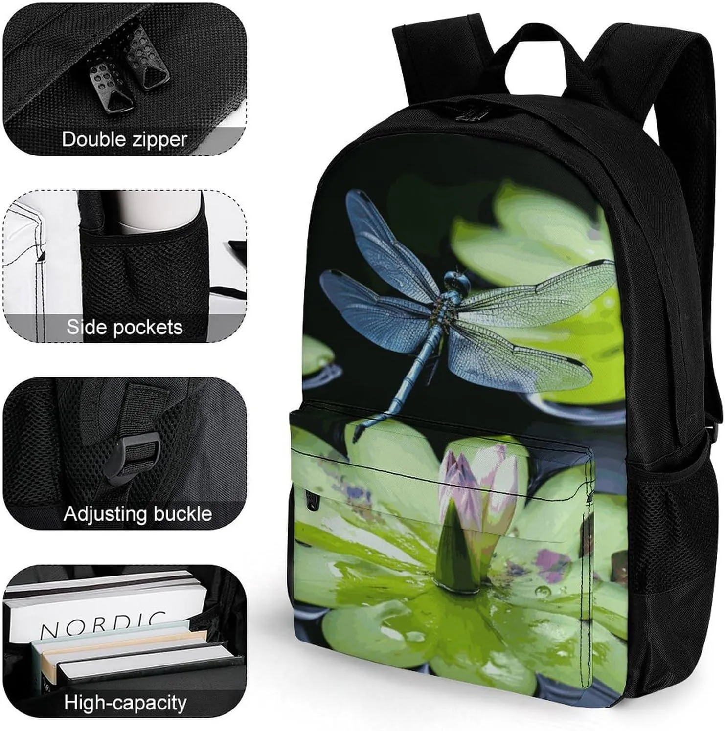 Laptop Backpack for Men Women Lightweight Backpack Dragonfly Flies Over Daypack Rucksack with Compartment Laptop Bag