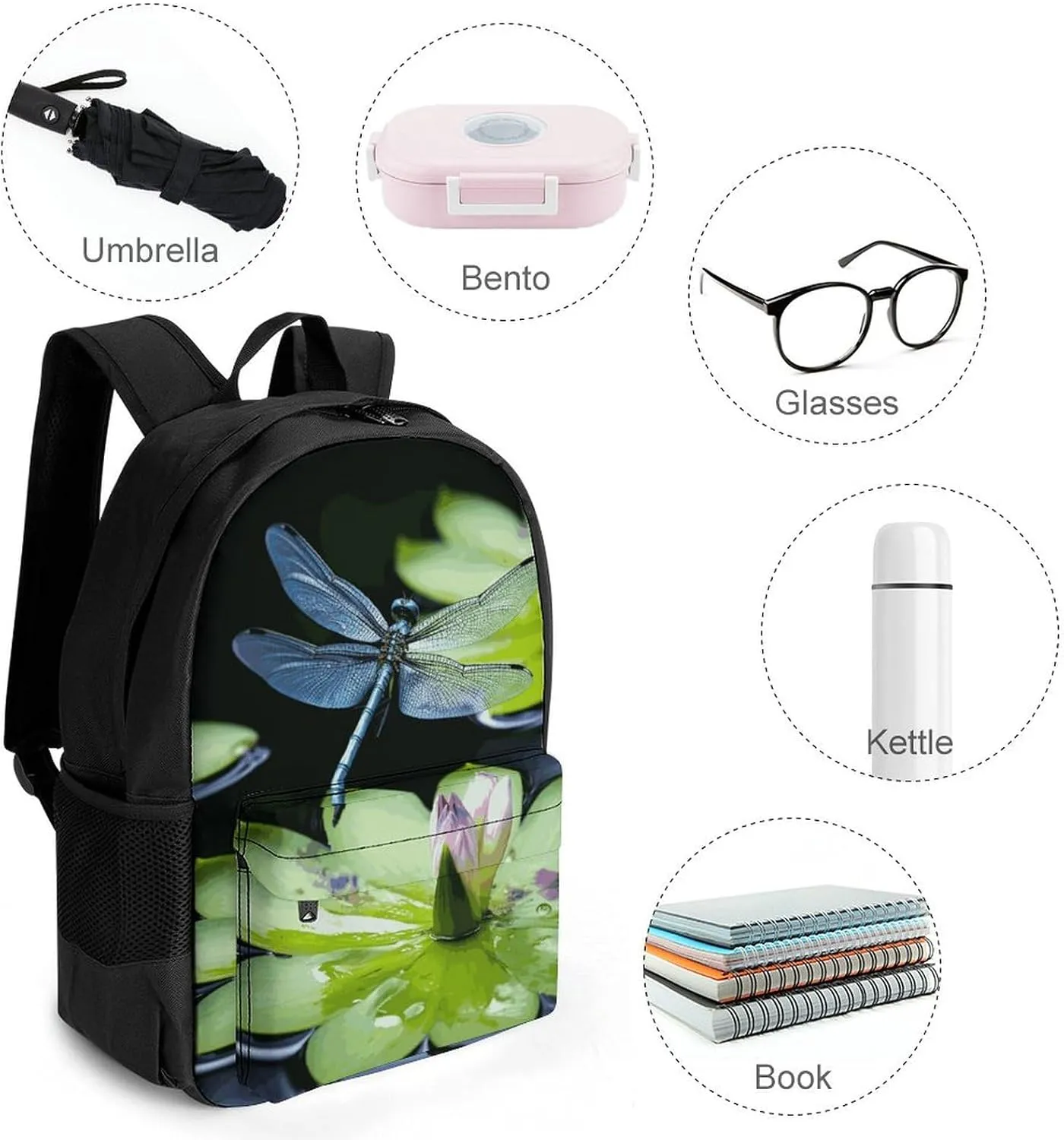 Laptop Backpack for Men Women Lightweight Backpack Dragonfly Flies Over Daypack Rucksack with Compartment Laptop Bag