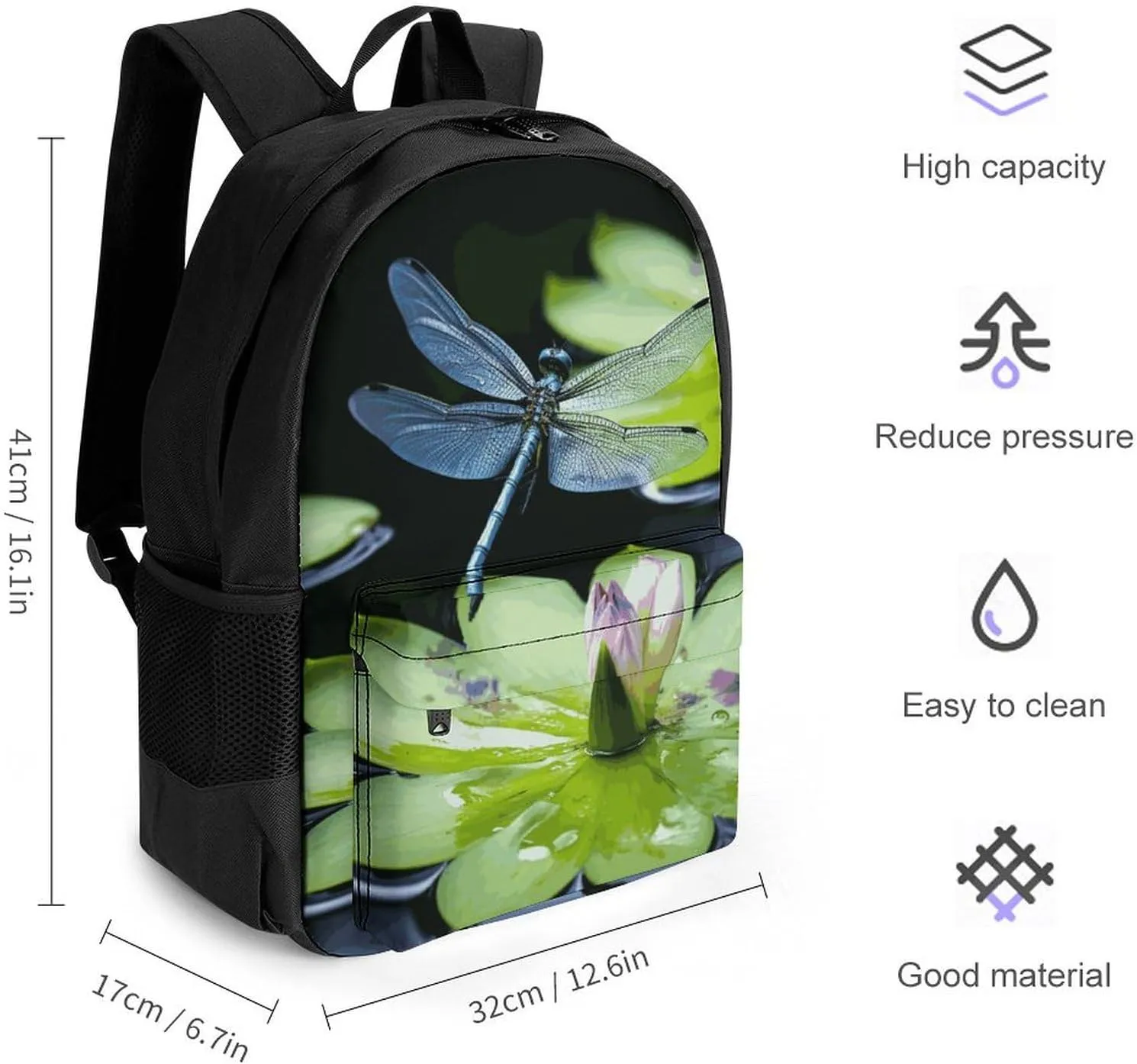 Laptop Backpack for Men Women Lightweight Backpack Dragonfly Flies Over Daypack Rucksack with Compartment Laptop Bag