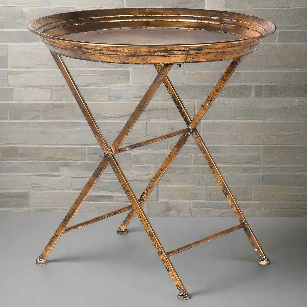 Large Round Gilt Metal Table