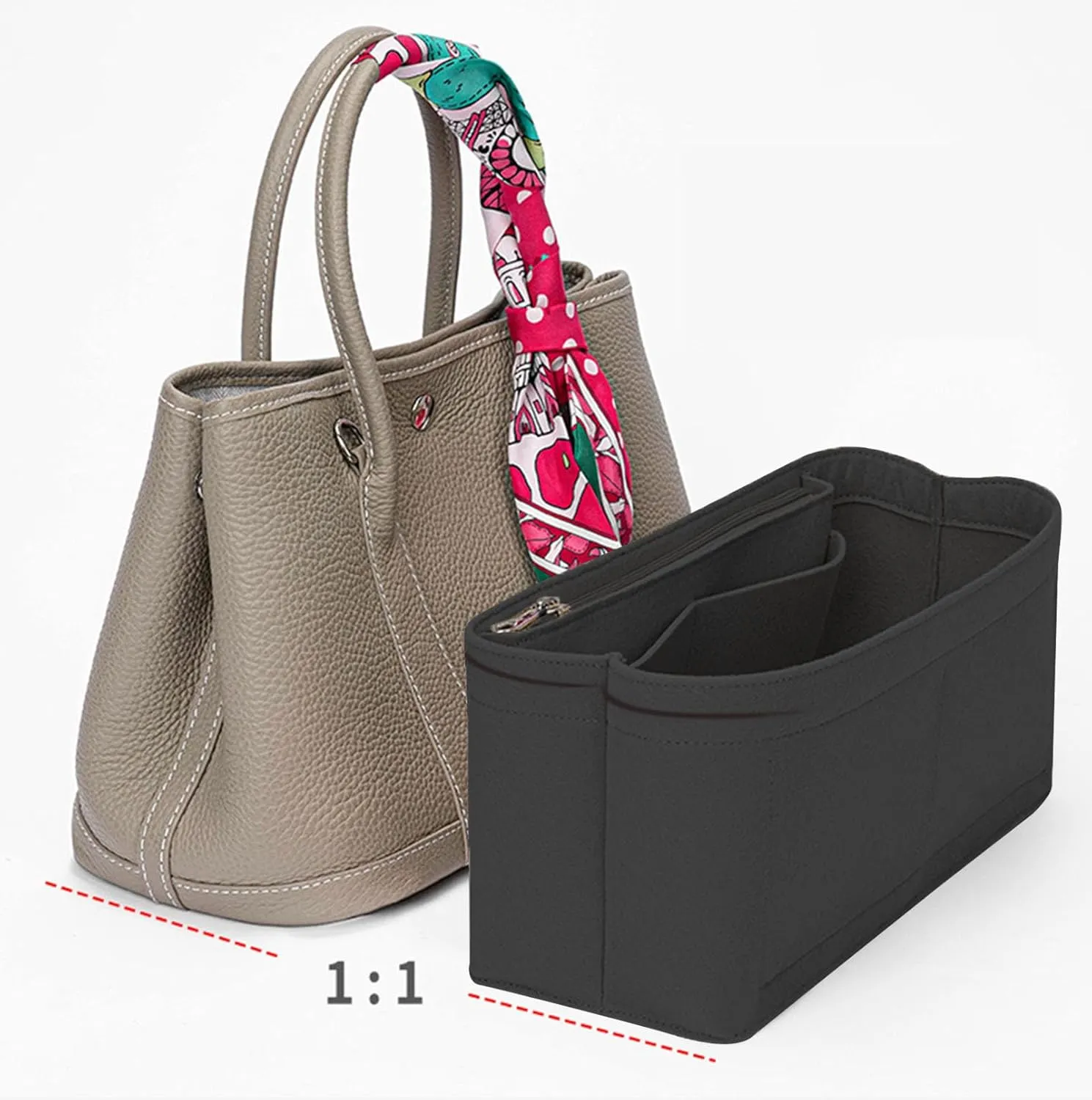 Lckaey purse organizer insert for garden party 36 insert organizer bag tote 2035Dark grey-L