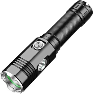 LED Flashlight, IP44 Water Resistant Super Bright Heavy Duty Metal Body Zoomable 4 Light Modes for Camping Outdoors Emergency Camping Cycling Hiking for hu∩ting, Camping, Emergencies